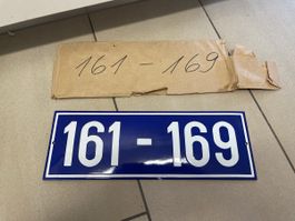 Schild Hausnummern 161-169 blau gute Bedingung