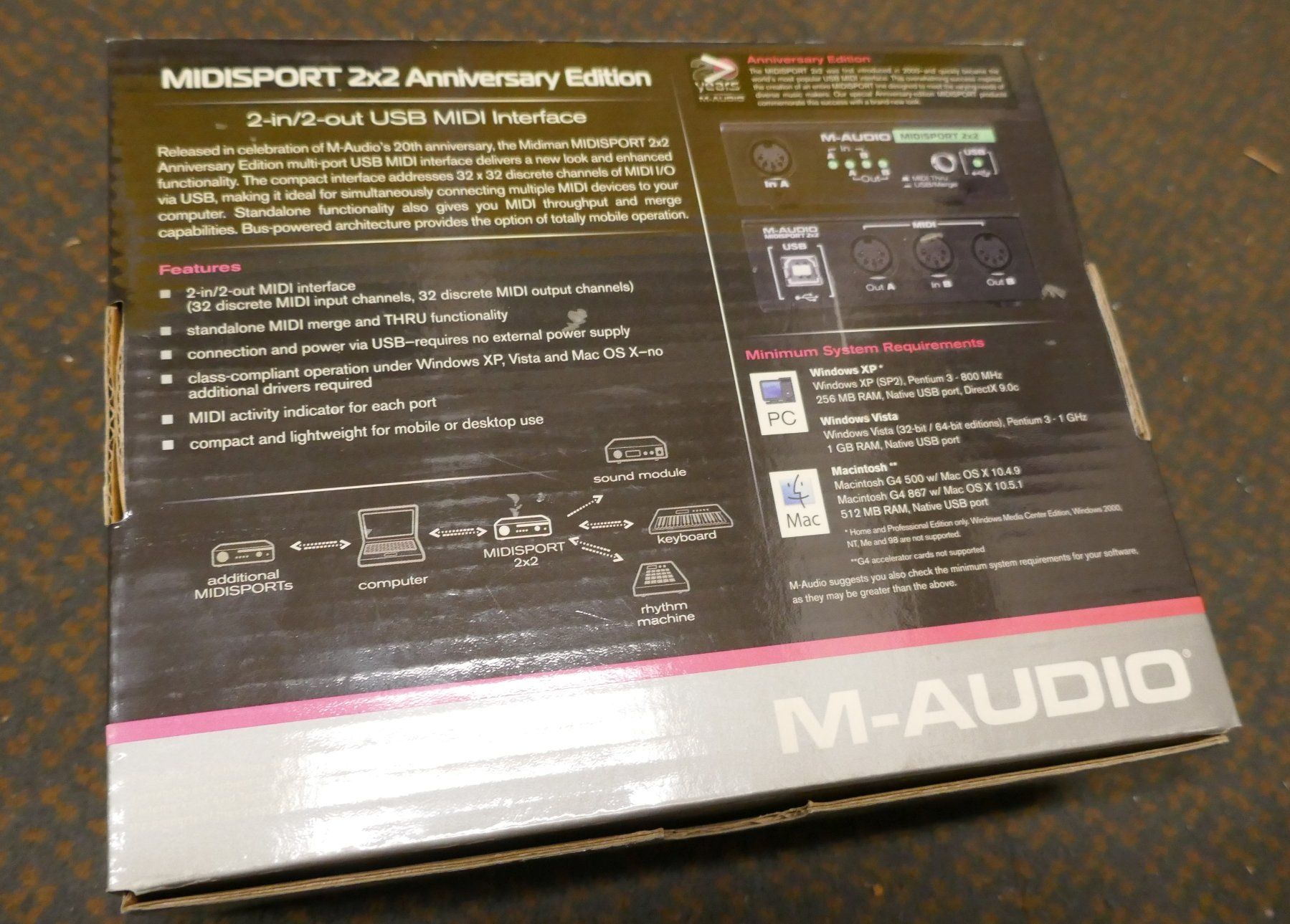 M-Audio Attrezzatura per studi di registrazione: M-Audio MidiSport 2x2 MIDI Interface USB – Nuovo e nell'imballaggio originale da Wenslingen venduto da FairlightCMI 2