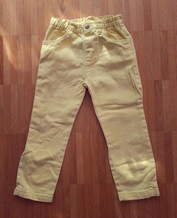 🌿💛 Jeanshose gelb Gr. 98 mit Elastikbund & echten Taschen