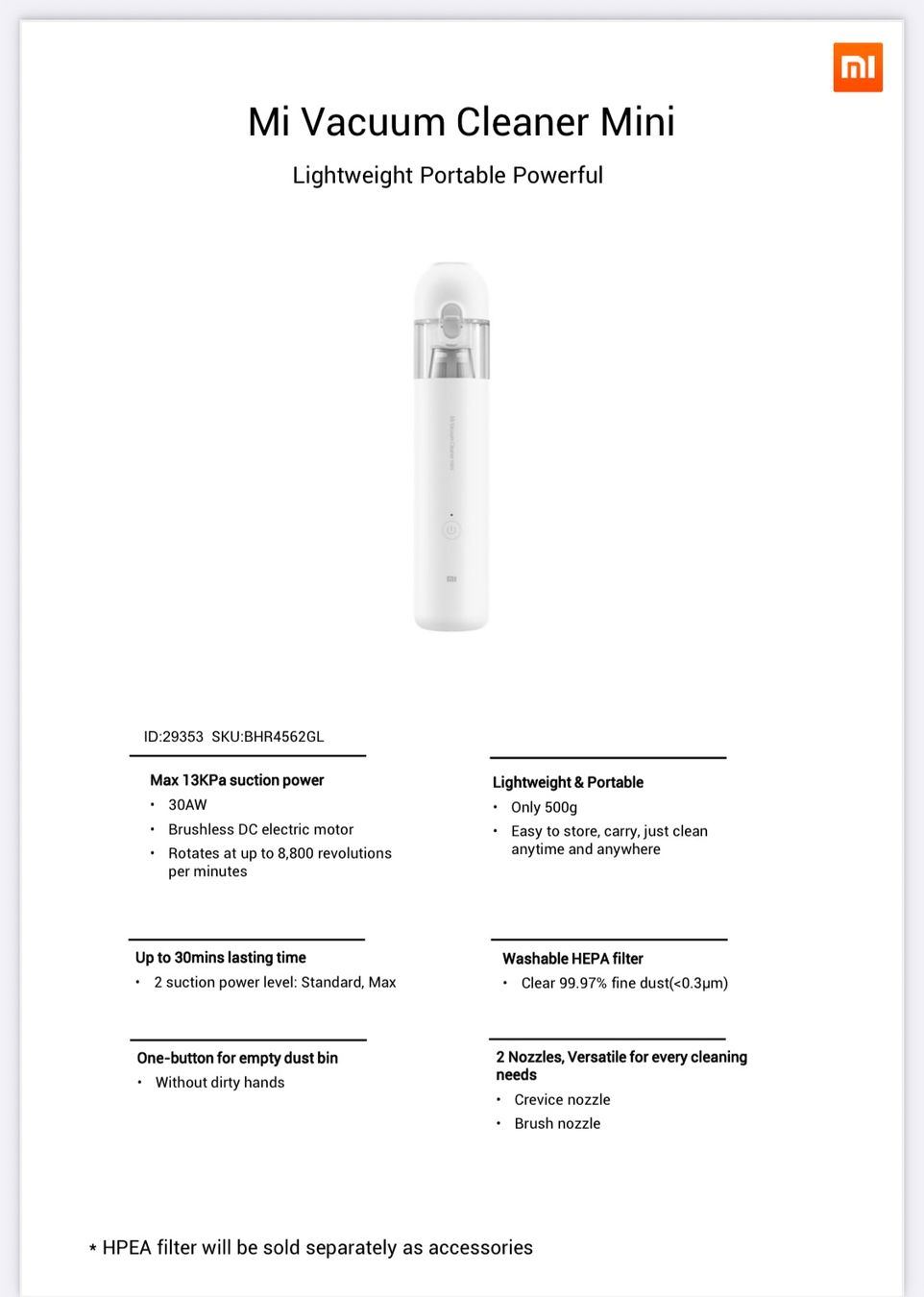 Xiaomi Aspirapolveri & Accessori: Xiaomi Mi Vacuum Cleaner Mini EU – Nuovo (secondo la descrizione) da Zürich venduto da ElissZurich 6