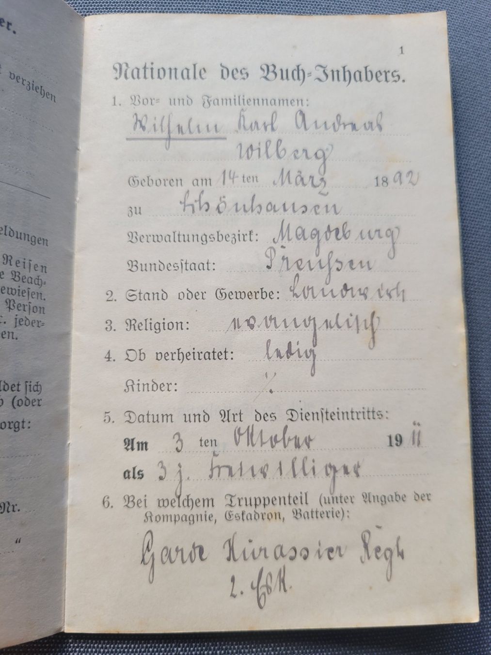 Uniformi: Deutsches Reich -WEHRPASS-EK1/EK2 Eintrag – Usato da Kriens venduto da KTP 1