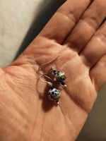 Ohrhänger Silber mit Emaille bunt florales Muster neu