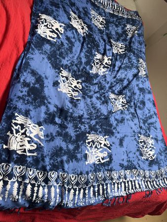 Blauer Pareo & Strandtuch & Schal mit Fransen, 170x 10cm neu
