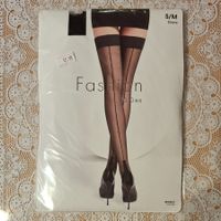 Fashion Strümpfe halterlos mit Naht Schwarz 20DEN Gr.S/M