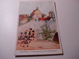 Glückwunschkarte zum Geburtstag, 1930, farbig, gelaufen