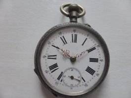 Taschenuhr mech.Cylinderwerk Handaufzug , Silber