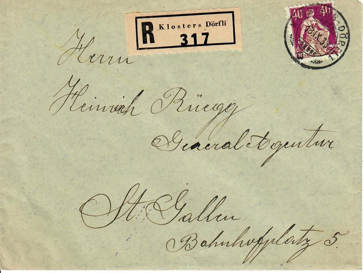 Tutti i francobolli: R - Brief Klosters Dörfli 1933 – Usato da Hochdorf venduto da Ziegel-16