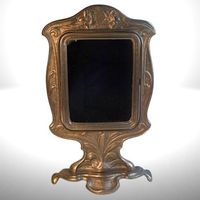 Jugendstil Spiegel Antik 🪞 Tischspiegel Bronze Messing ✨