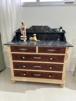 Kommode Waschtisch Marmorplatte vintage schwarz braun creme
