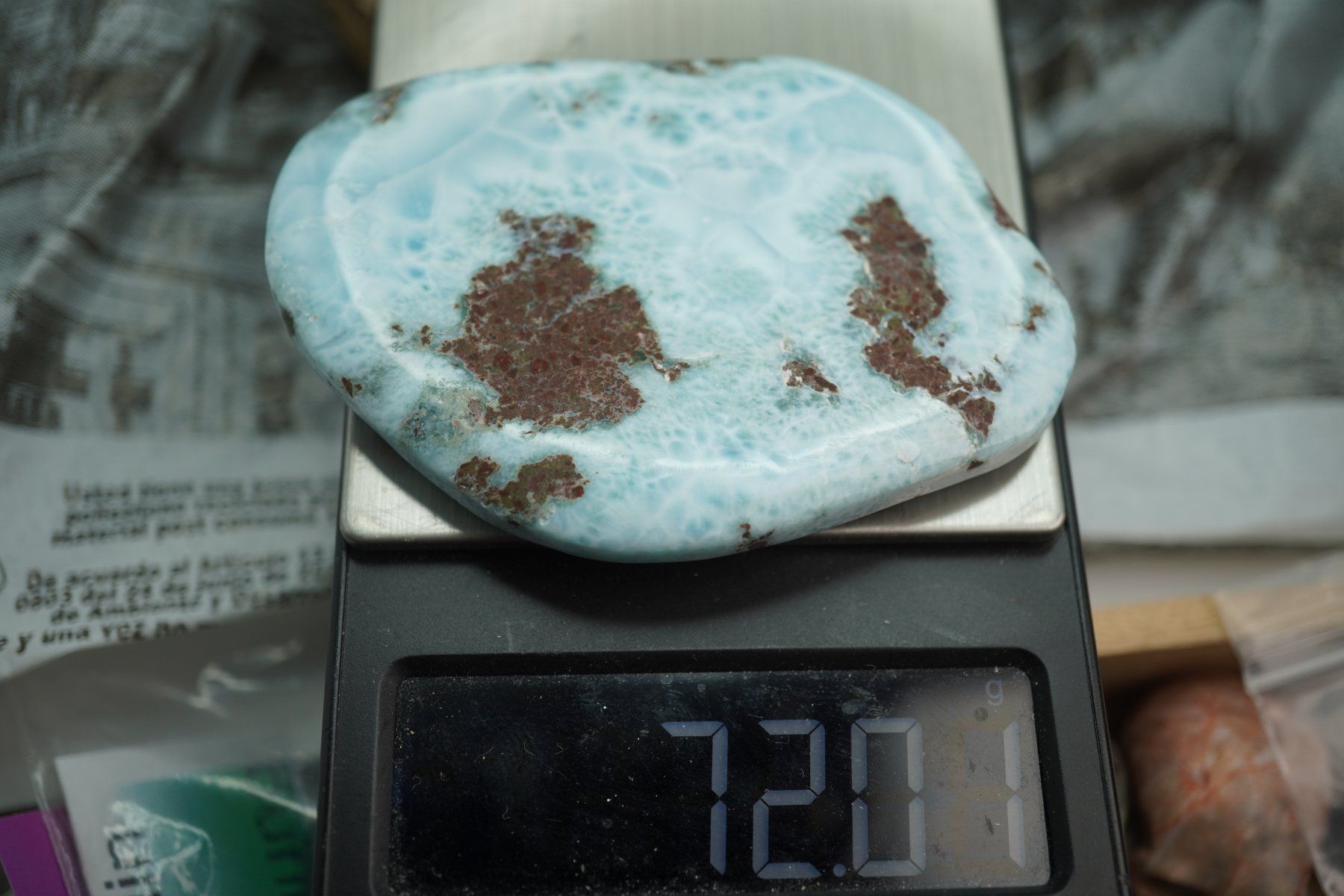 Minerali & Pietre curative: 72g   XL   Larimar Scheibe – Nuovo e nell'imballaggio originale da Eschenbach SG venduto da topstone 5