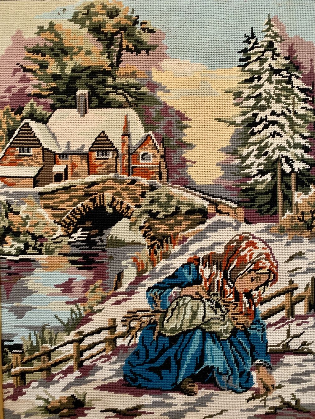 Dipinti: Gobelin Gemälde / Romantische Winterlandschaft mit Mädchen – Usato da Zürich venduto da Les_Zurichois 1