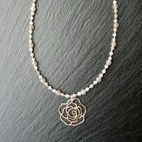 Collier argent 925 agates grises irisées