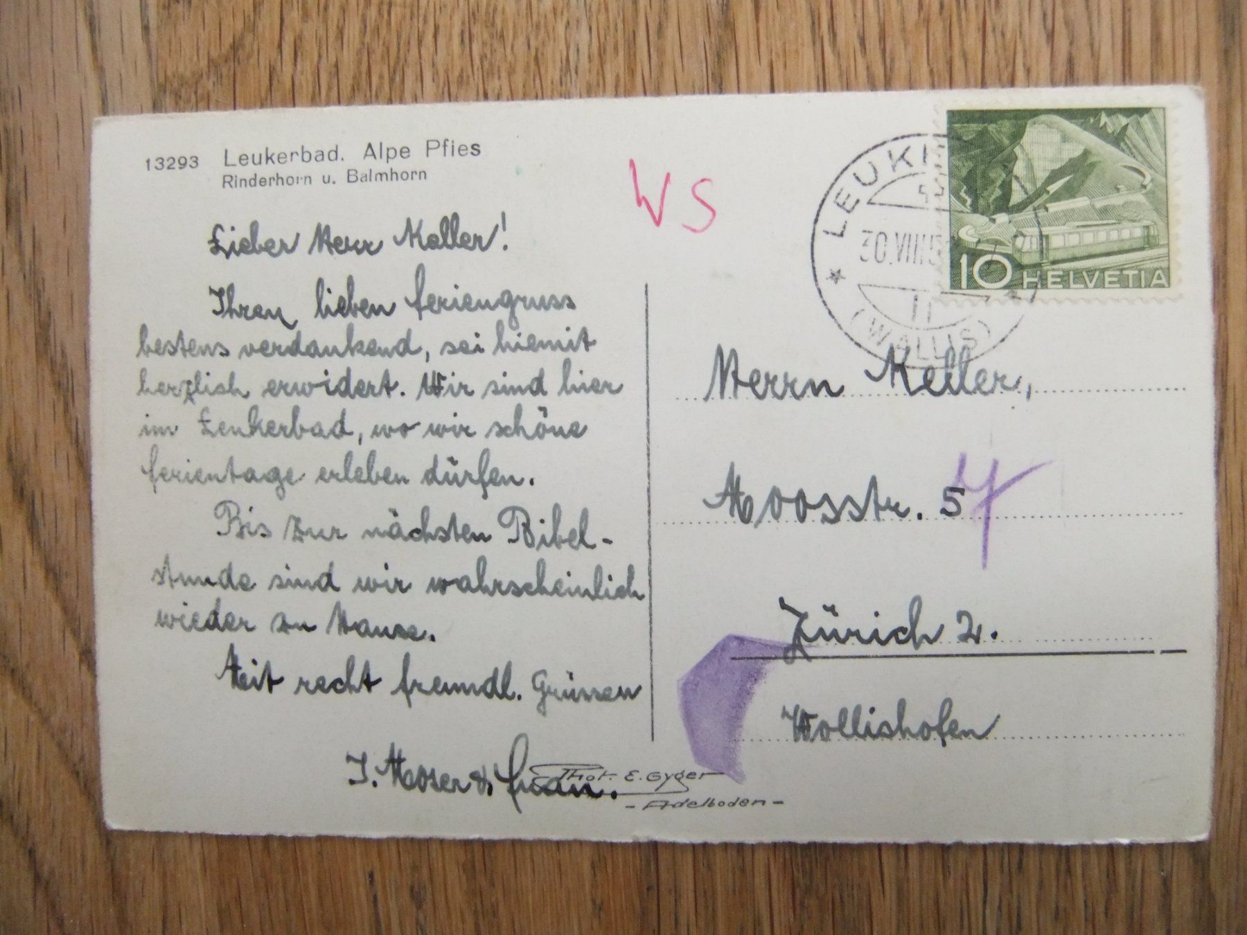 Cartoline postali: Leukerbad Alpe Pfies 30.8.1951 – Usato da St. Niklaus VS venduto da wunschlos54 1