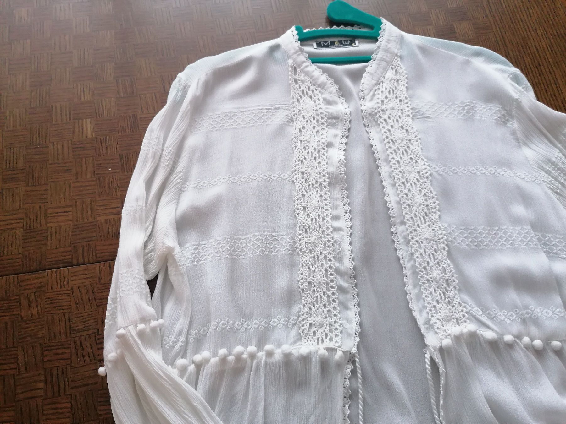 Camicette: Bluse/Cardigan, Grösse M, weiss, mit Spitze – Usato da Fehraltorf venduto da Fernweh01 4