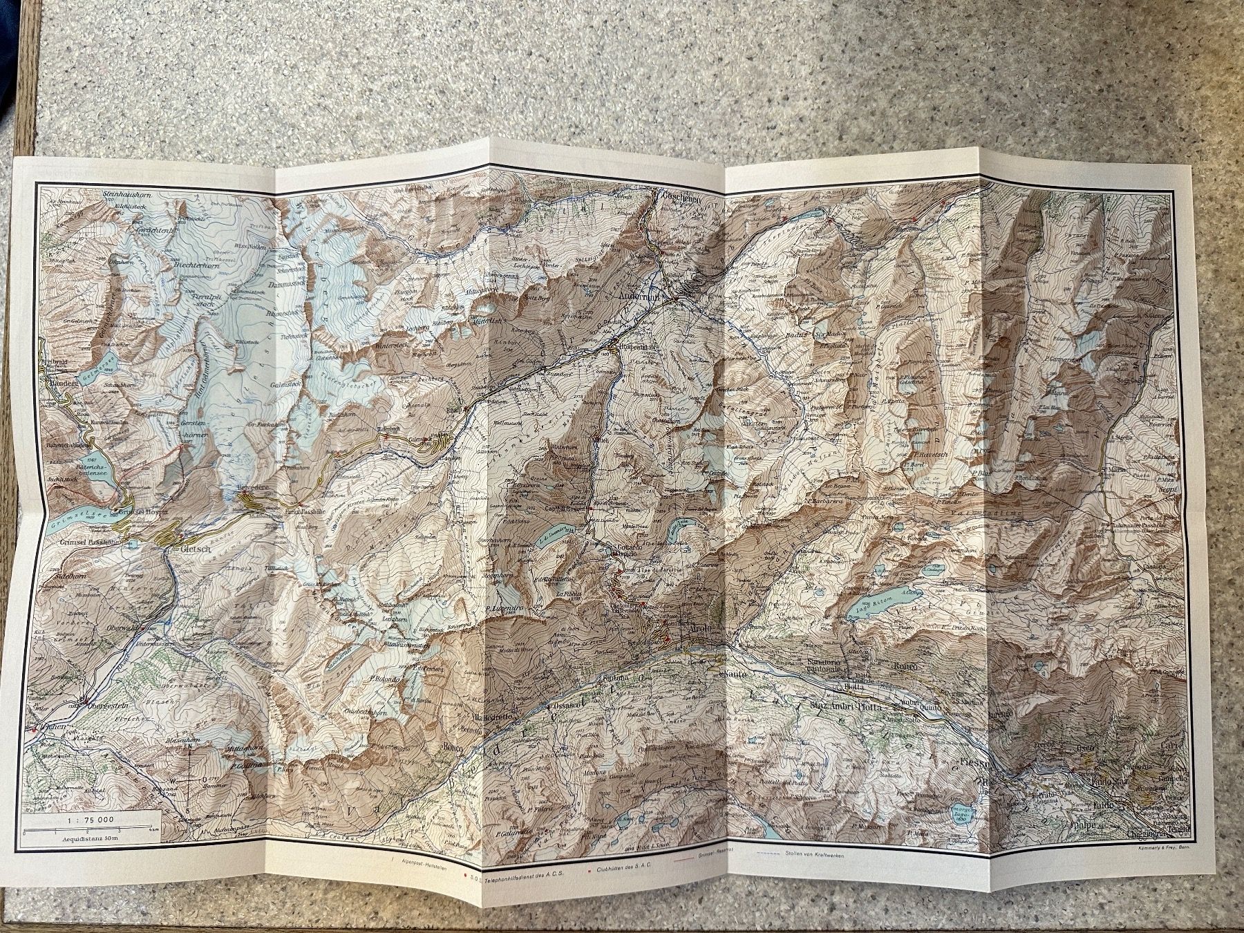 Cartine & Atlanti: Landkarte Gotthardpass Schweizerische Alpenposten – Usato da Reiden venduto da Zofi-Brocki 1
