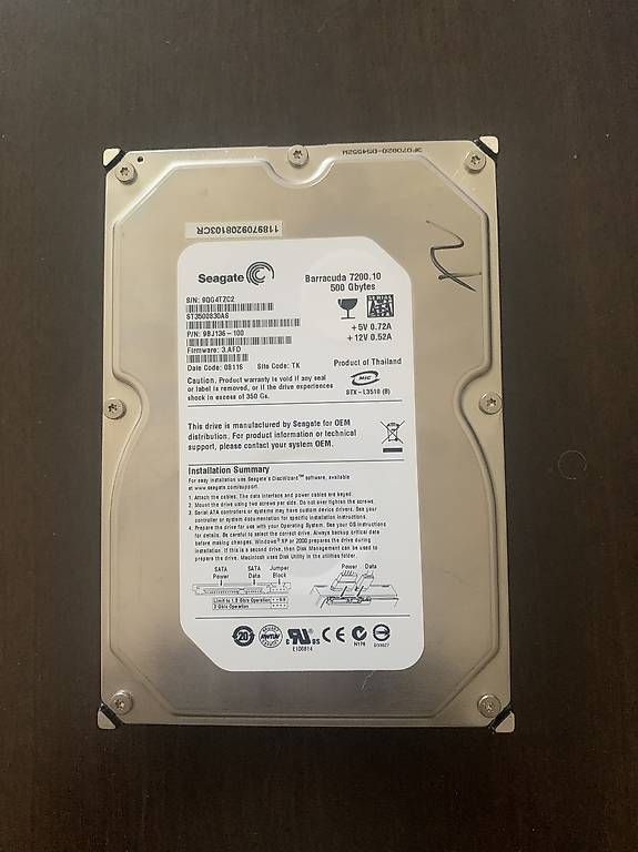 Dischi rigidi: Disque dur Seagate Barracuda 500GB – Usato da Cossonay-Ville venduto da BRick73