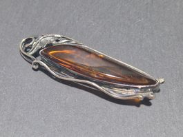 Bernstein Brosche – 925 Silber