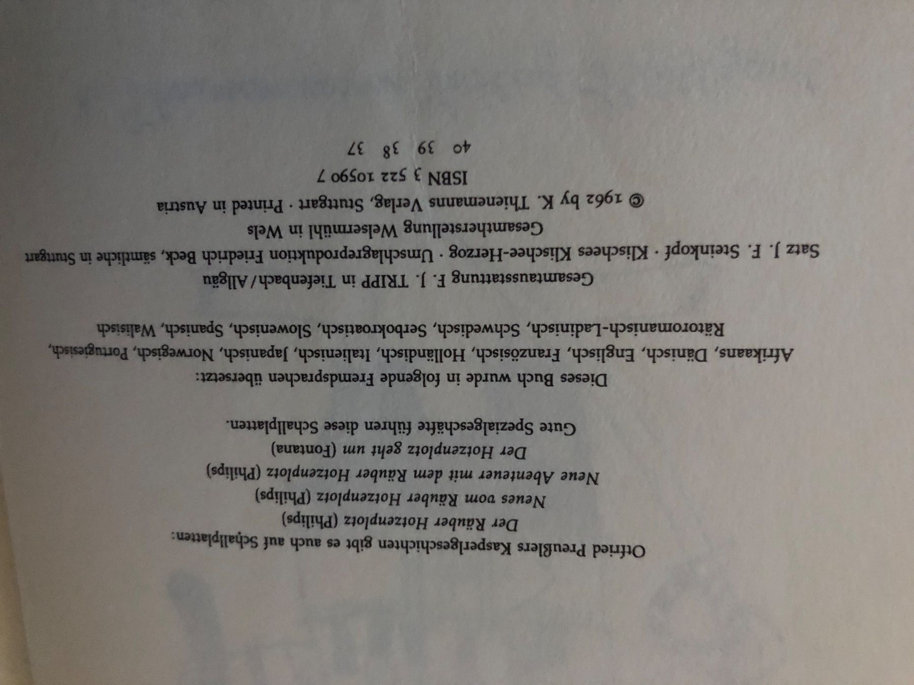 Libri: Der Räuber Hotzenplotz Otfried preubler+Spiel – Usato da Uster venduto da bek_v2ct 2