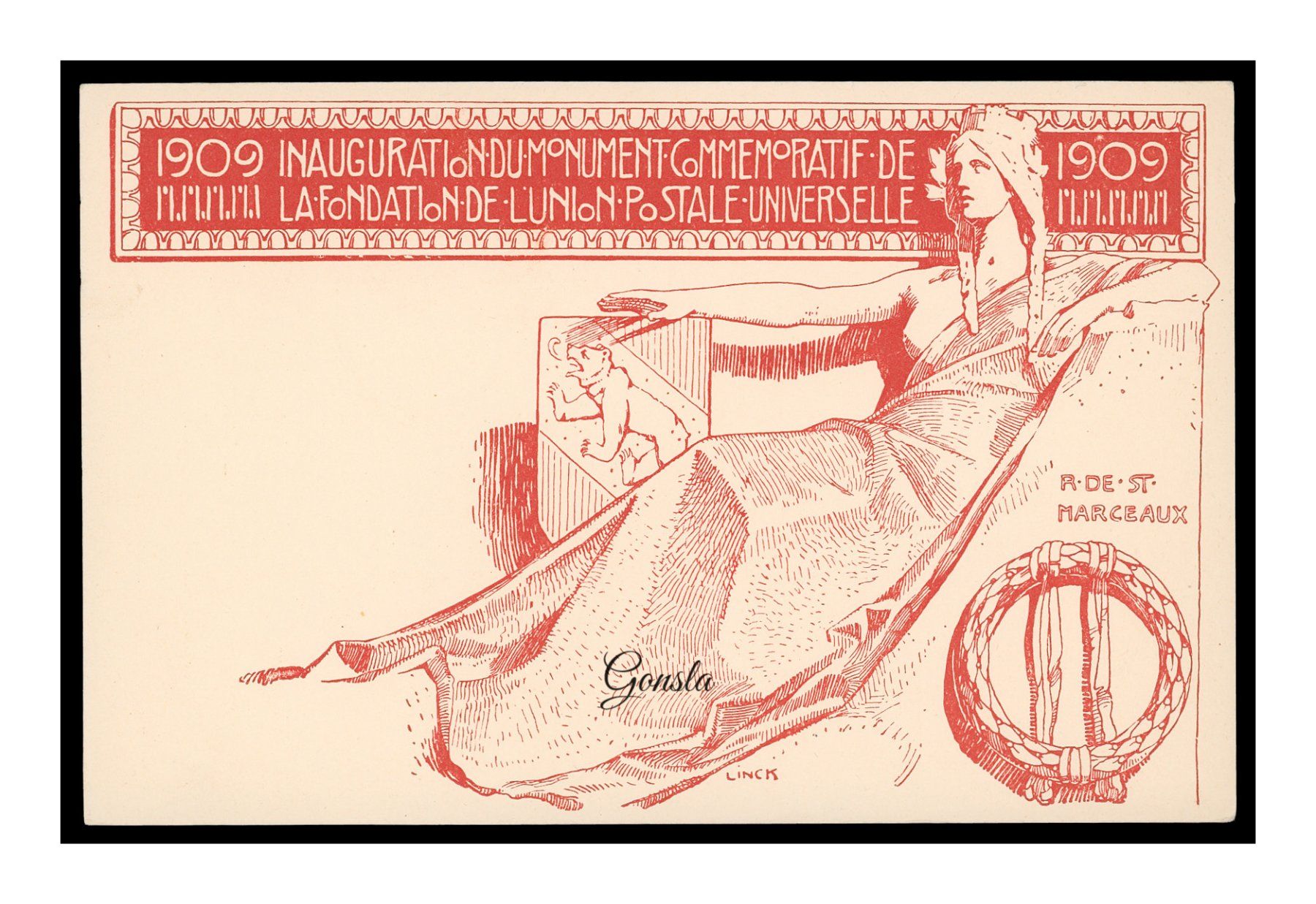 Cartoline postali: INAUGURATION DU MONUMENT COMMEMORATIF DE - 1909 – Usato da Onex venduto da gonsla01
