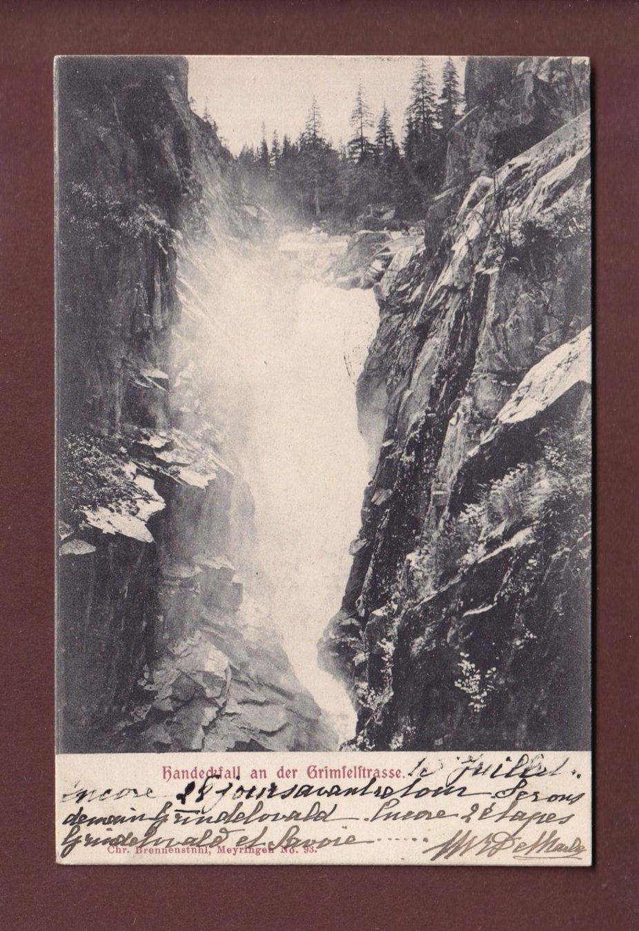 Cartoline postali: HANDECKFALL an der Grimselstrasse - 1903 – Usato da Pully venduto da nicecards