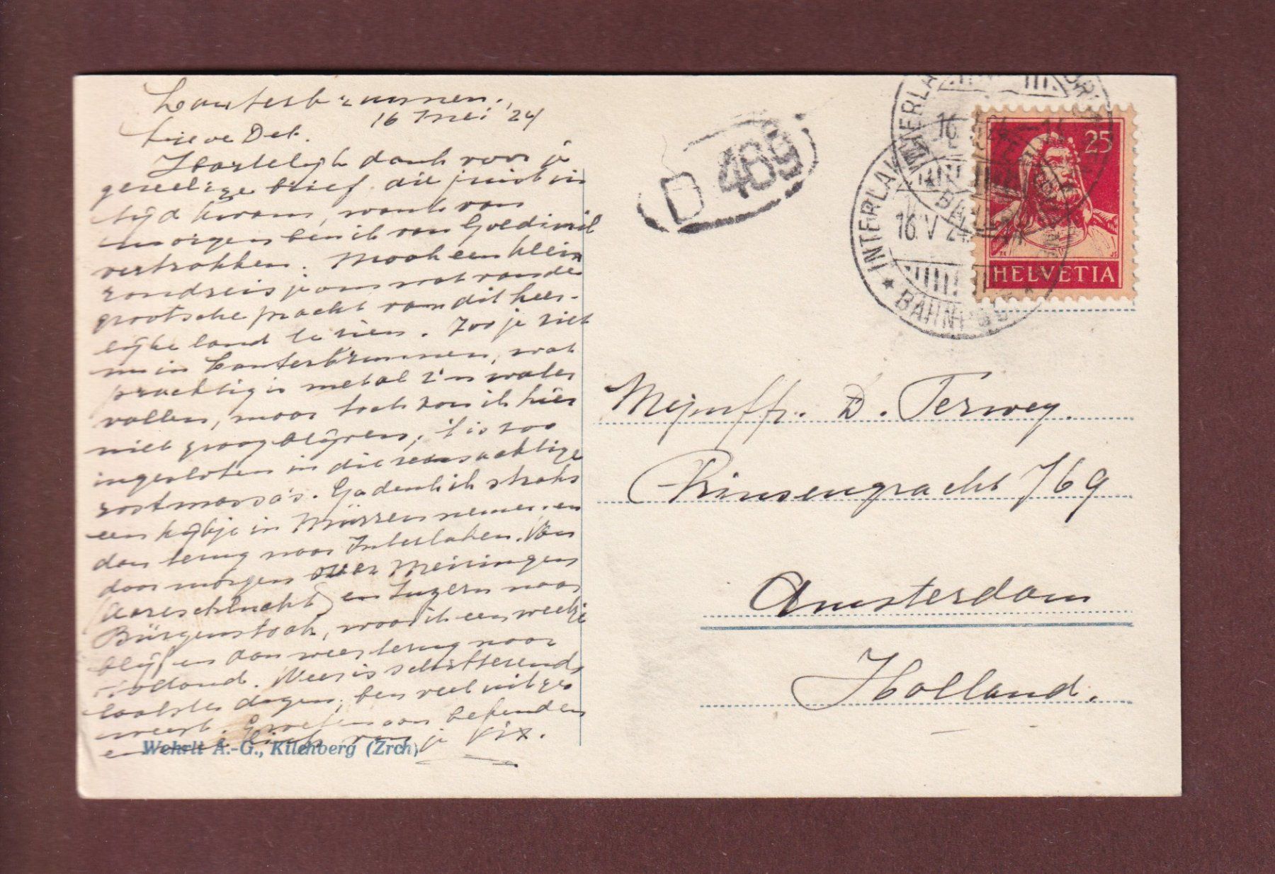 Cartes postales: LAUTERBRUNNEN - 1924 – D'occasion à Pully par nicecards-shop 1