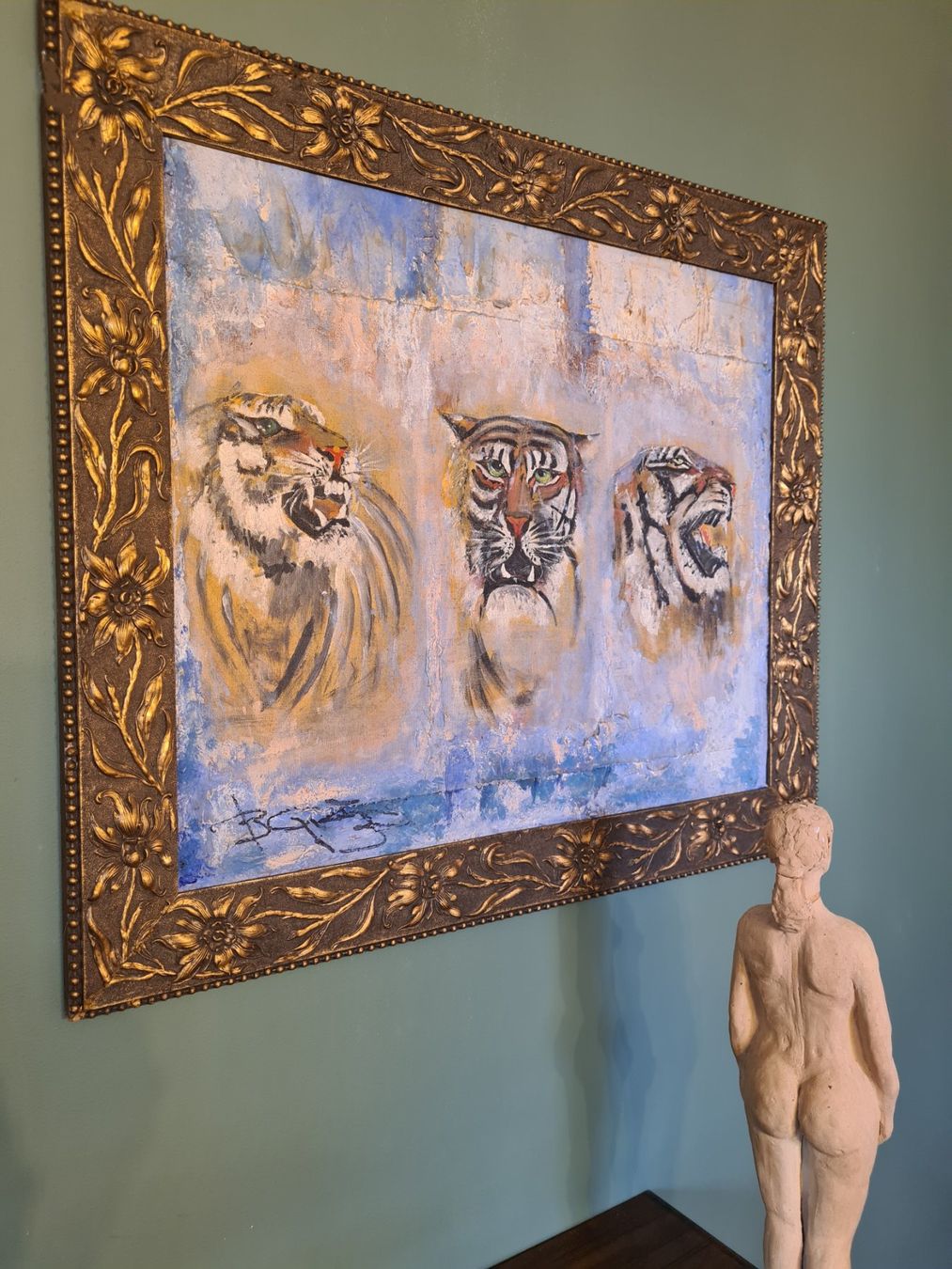 Gemälde: Einzigartiges Tiger-Gemälde im Goldrahmen – Gebraucht aus Rotkreuz von Dobermann5