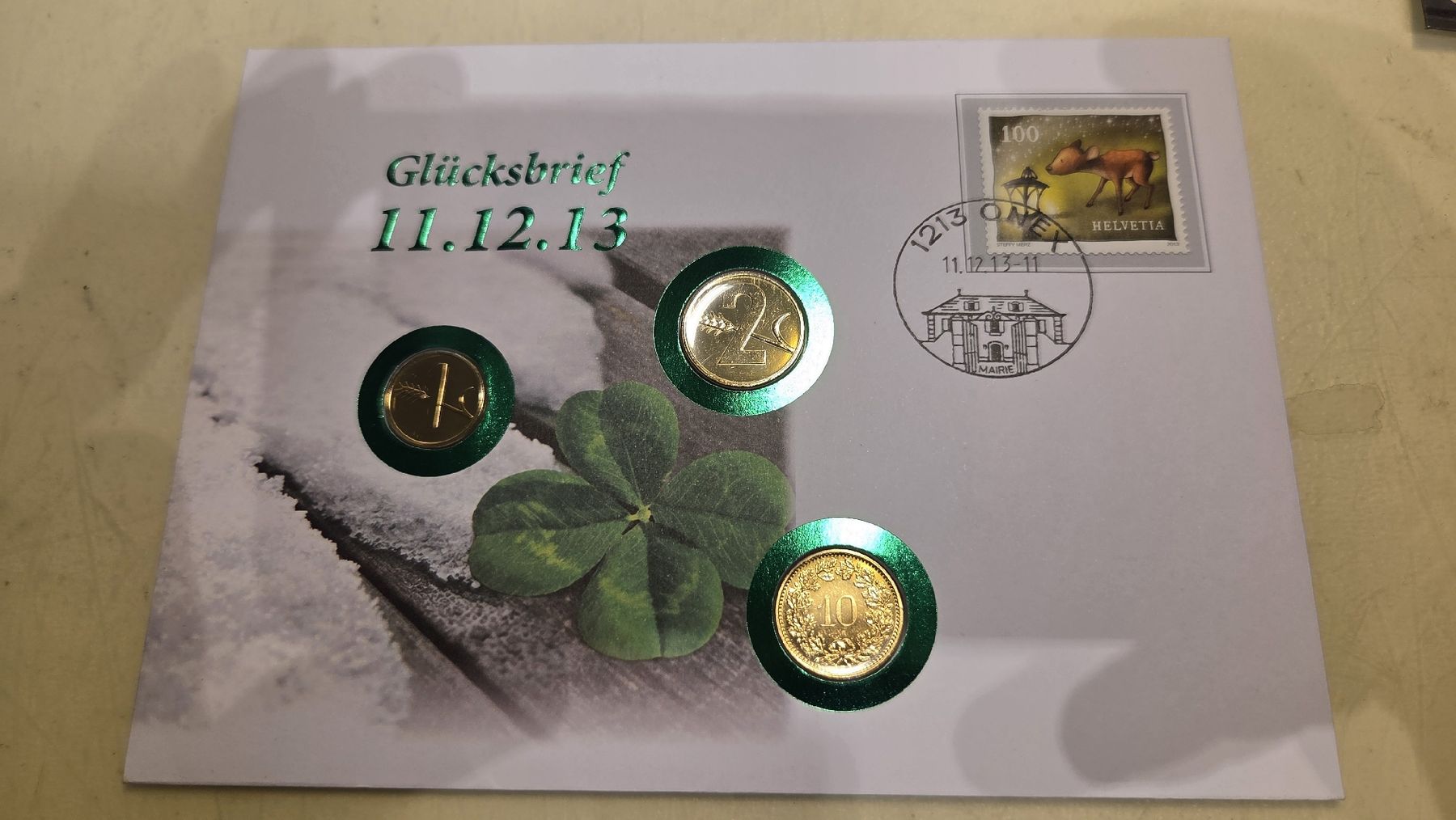 Tutti le monete: 2013 Münz Glücksbrief 11.12.13 – Usato da Arni AG venduto da Moth68