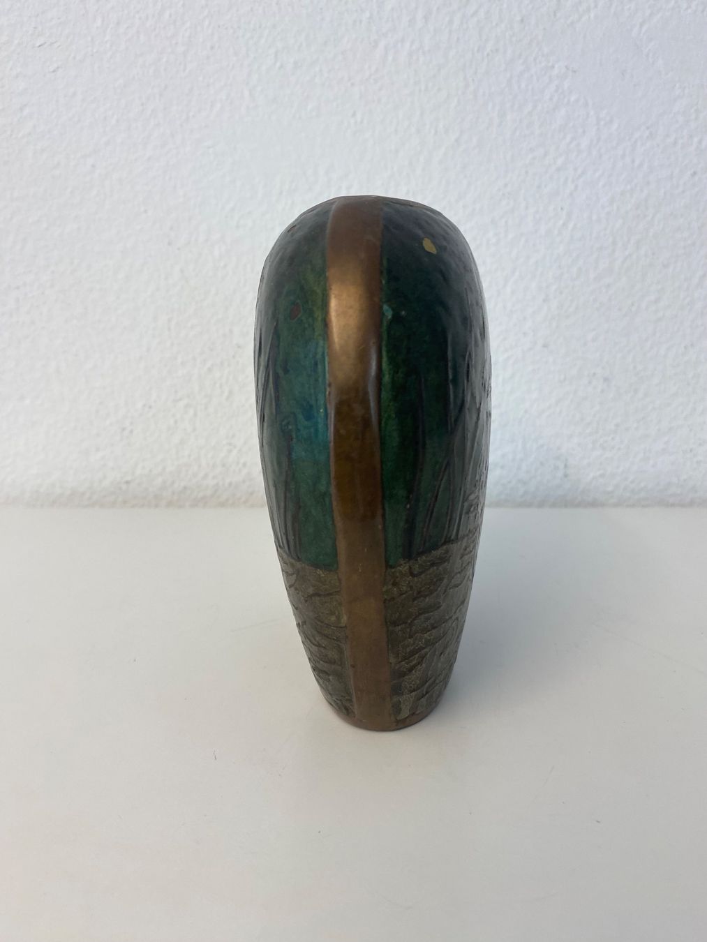 Vasen & Gefässe: Messingvase Jugendstil, emailliert, Wildentenmotiv – Gebraucht aus Zürich von Arche_Brockenhaus 6