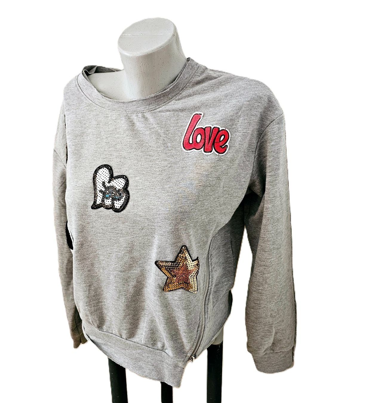 Maglioni & Felpe: Cooler Pulli Gr. S mit Badges / Pailletten LOVE Stern – Usato da Füllinsdorf venduto da Sunnebliemli7 2