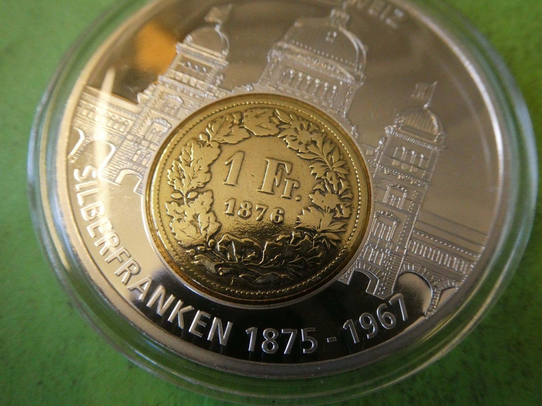 Medaglie: versilberte Medaille 50 mm PP, Silberfranken 1876 – Usato da Hinterforst venduto da Rohusri 1