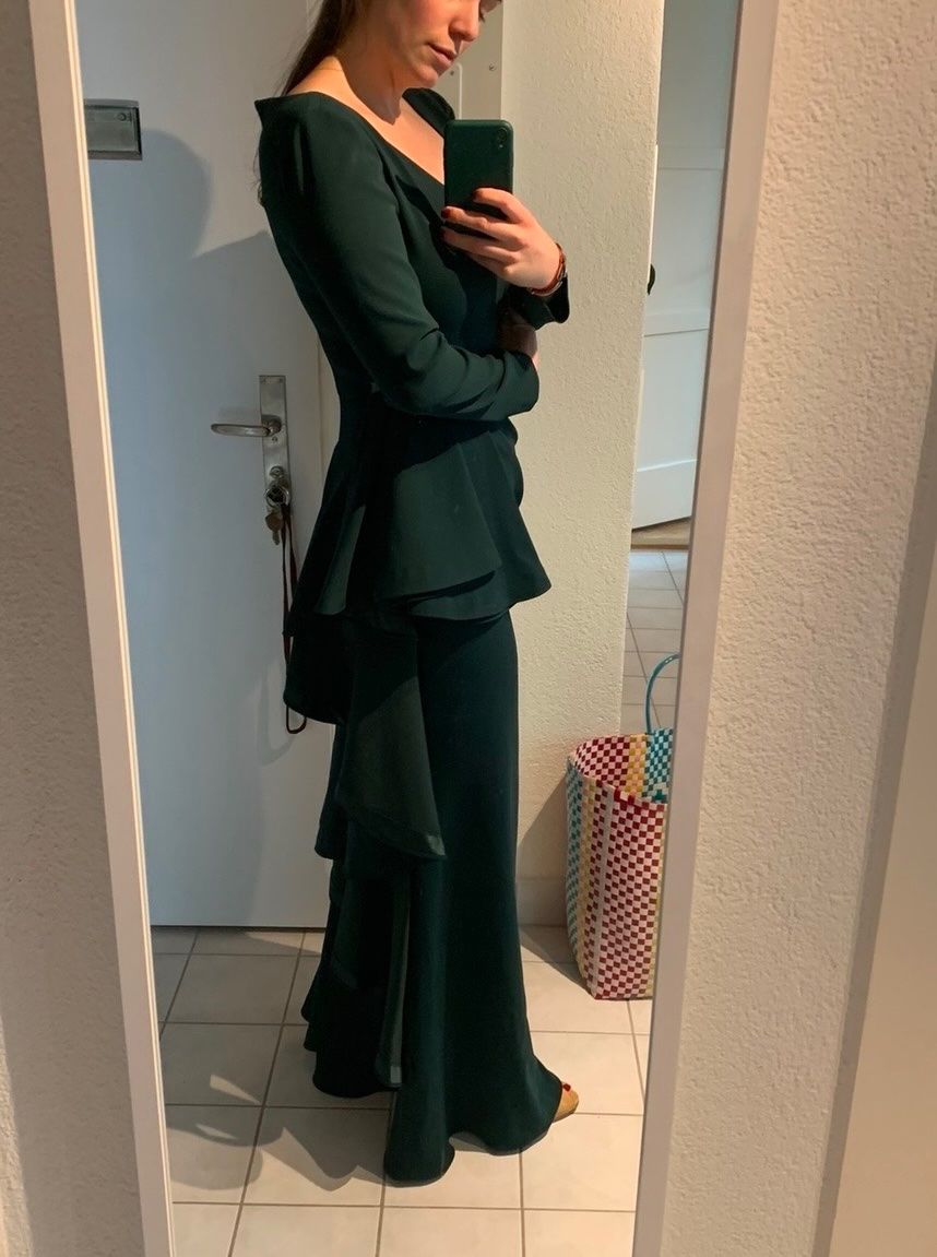 Vestiti: Badgley Mischka Abendkleid Dunkelgrün – Usato da Zürich venduto da Jtlb
