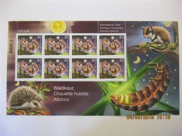 Tutti i francobolli: 2016 4x Nachtaktive Tiere Postfrisch – Nuovo (secondo la descrizione) da Affoltern am Albis venduto da Andrezc