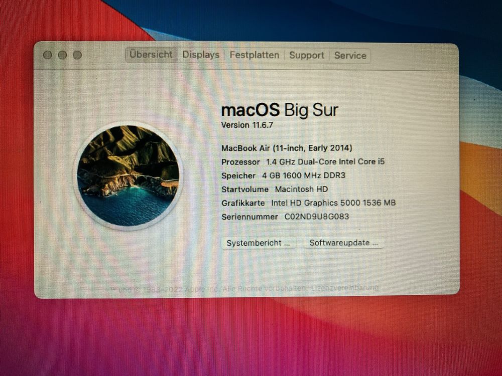 Apple Notebook: MacBook Air 4GB 120G 11” Early 2014 Intel – Usato da Bern venduto da leo_w75v 1
