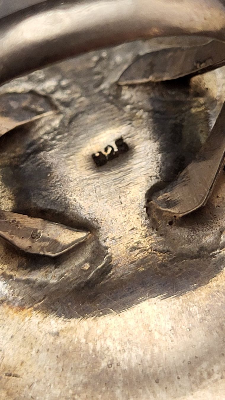 Anelli: Silberring mit geschnitztem Blumenrelief – Usato da Basel venduto da spinne02 8