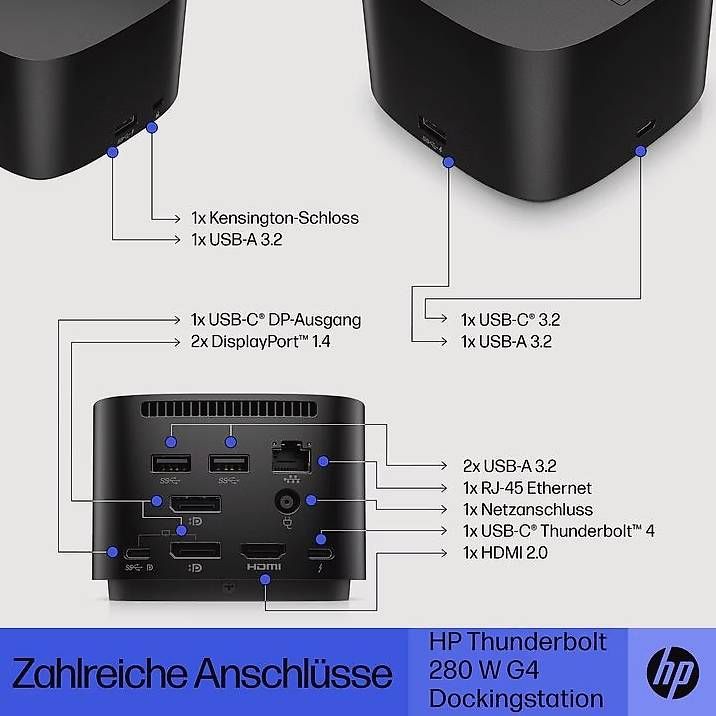 Docking station: HP Thunderbolt Dockingstation 280W G4 mit Kombinationskabel – Usato da Fürigen venduto da adpe 1