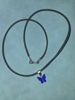 Blaue Perlmutt Schmetterling Halskette. Handmade!