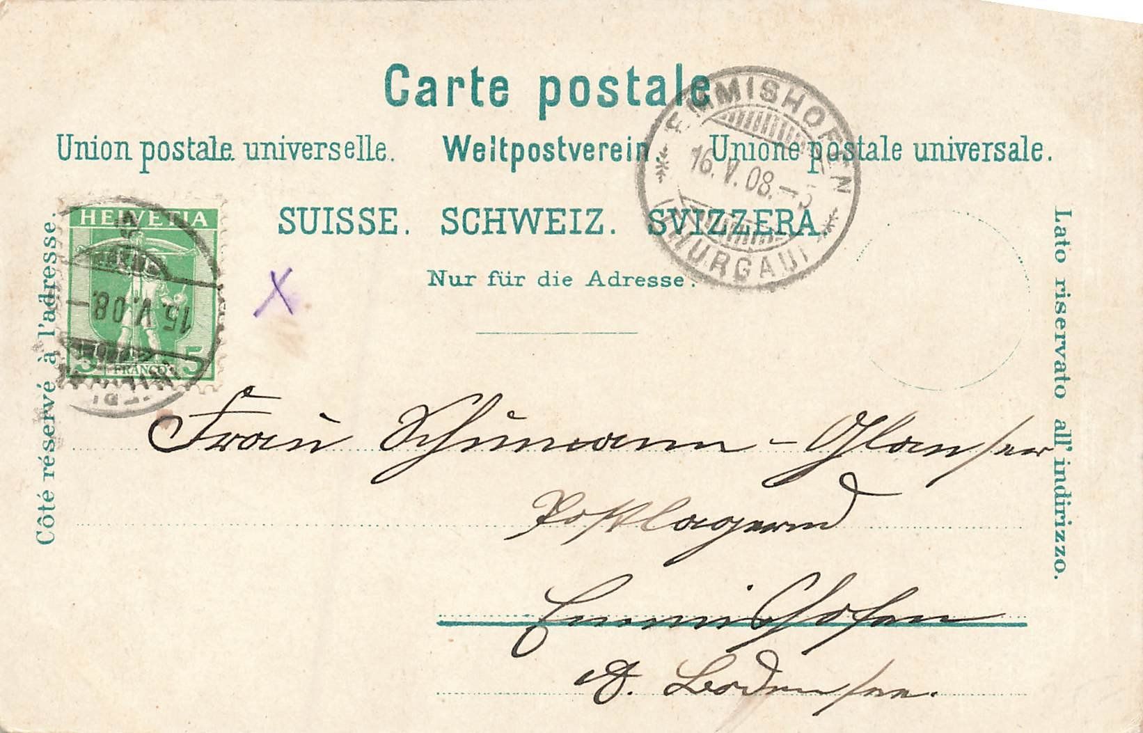 Cartoline postali: Interlaken mit Apotheke und Confiserie – Usato da Schwyz venduto da Seffi56 1