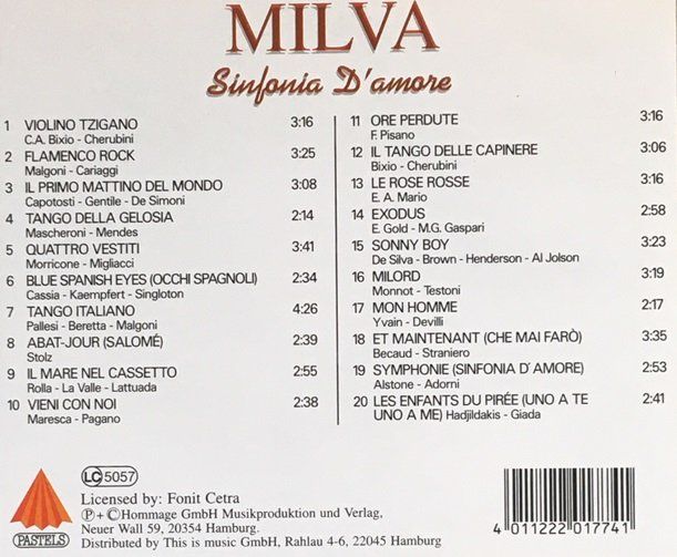 CD: Milva - Sinfonia d'amore – Usato da Grüningen venduto da azulgris 1