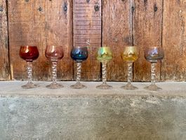 6er Set irisierende Vintage Likör- oder Schnapsgläser