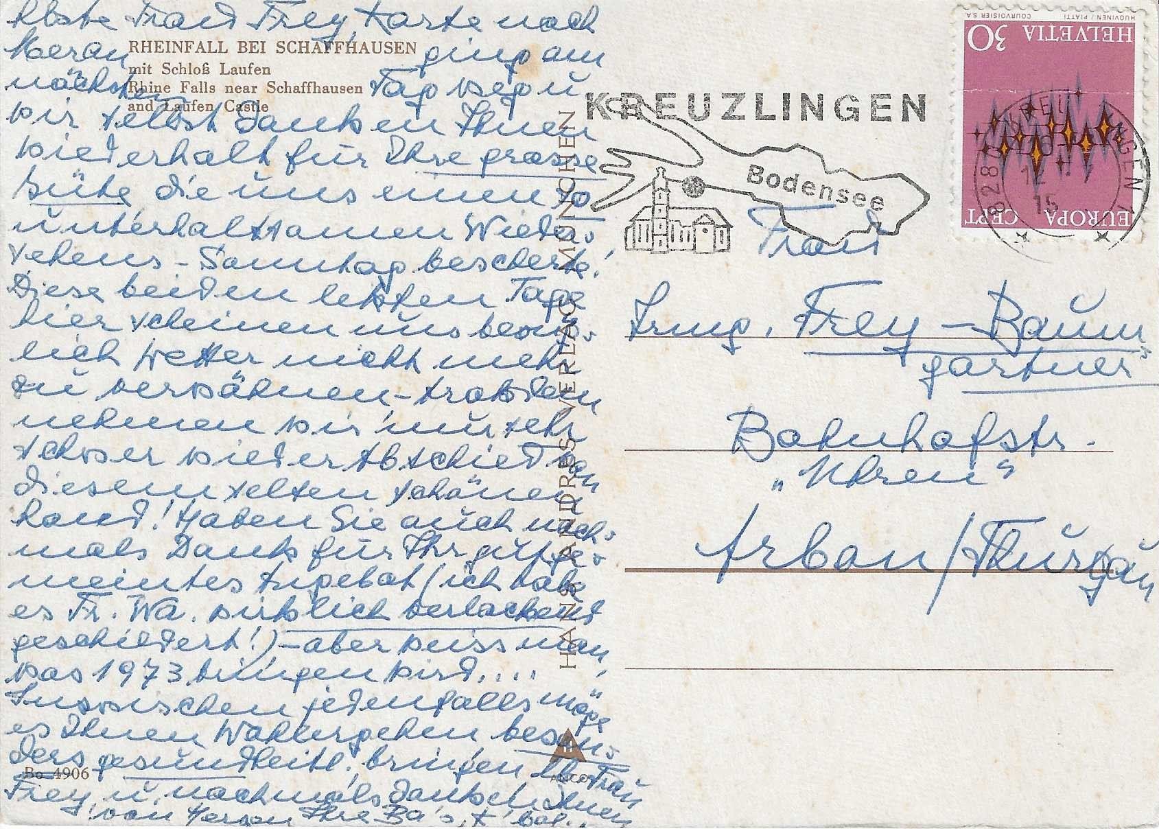 Cartoline postali: Rheinfall bei Schaffhausen SH – Usato da Rothrist venduto da Stranglehold 1