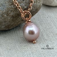 Silber 925 rosevergoldet 45 cm Kette mit Barockperle