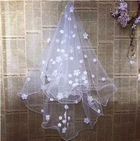 NEUER Braut Schleier mit Blumen weiss 150cm - 202986