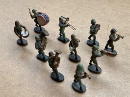 antike ELASTOLIN Figuren 10 Stück Militär Blasmusikanten