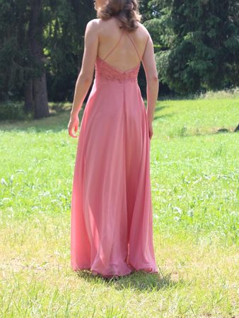 Abendkleid lang lachsrosa Grösse XS neuwertig