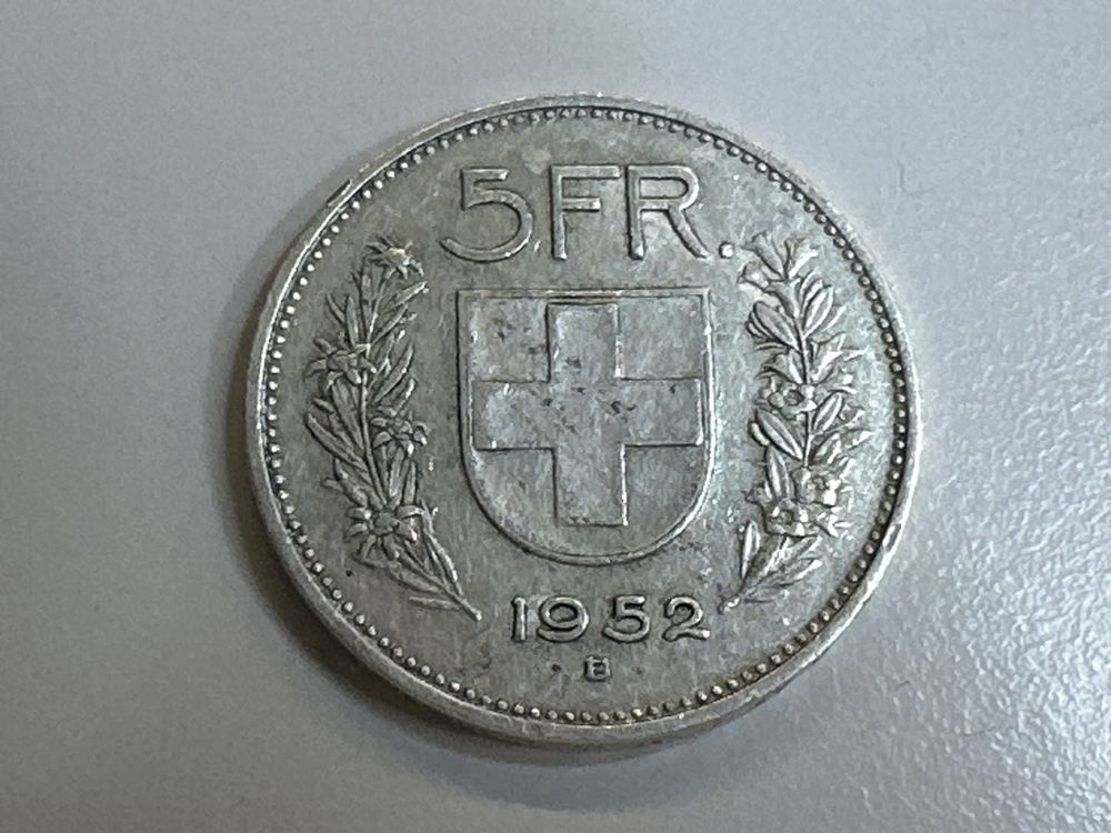 5 Fr. Silber Schweiz 1952 (Gebraucht) in Herisau für CHF 20 – mit ...