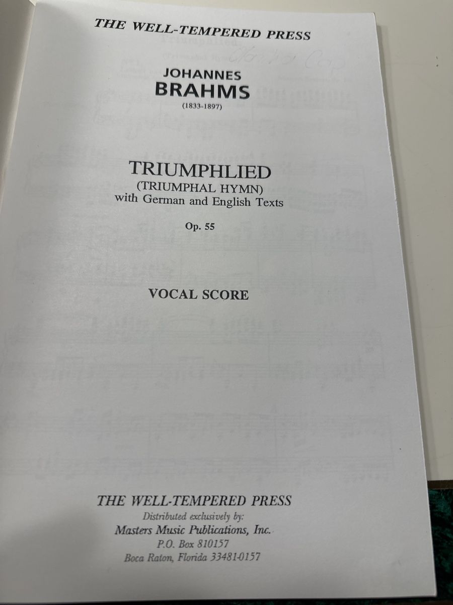 Libri: Brahms Triumphlied Op.55 Ludwig Masters Vocal Score – Usato da Wald ZH venduto da Martin79 1