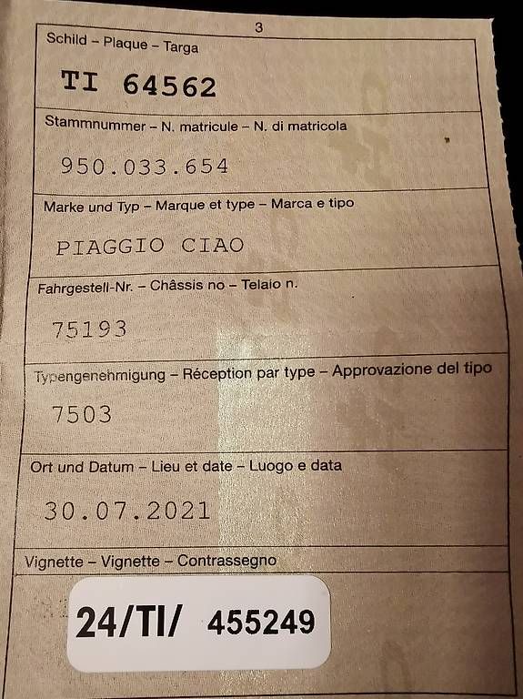 Tutte le macchine: Motorino CIAO – Usato da Balerna venduto da fri_9sqh