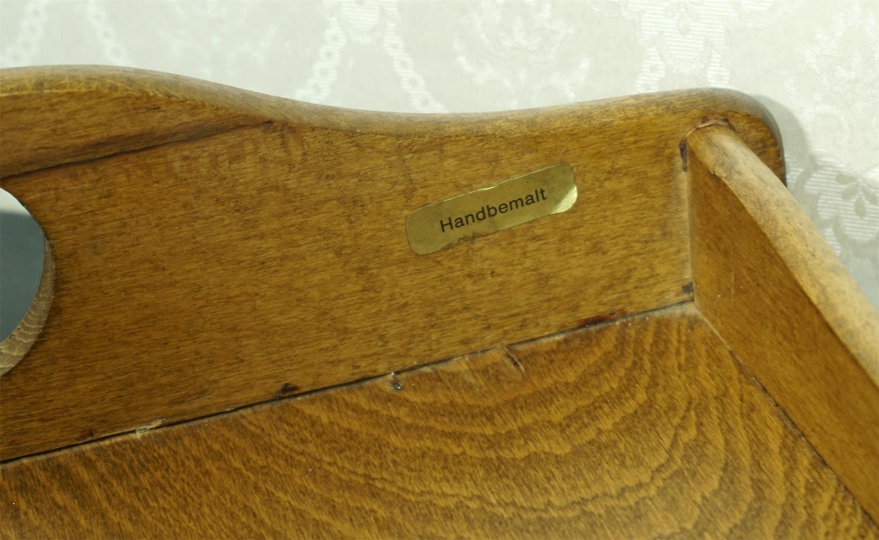 Servierplatten: Serviertablett Holz mit floraler Malerei – Gebraucht aus Meggen von Trouvaillen 8