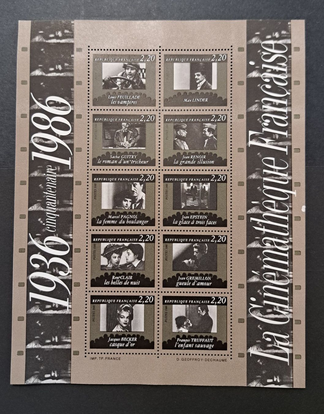 Tutti i francobolli: Kleinbogen Cinémathéque 1986, Frankreich – Nuovo e nell'imballaggio originale da Unterägeri venduto da PhilatelieStudiger