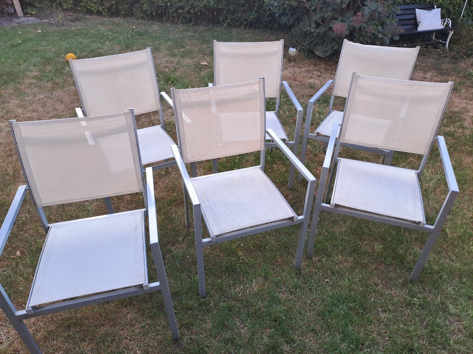 Sedie: 6 Gartenstühle Aluminium Textil, 43cm Sitzhöhe – Usato da Magden venduto da Gabbos